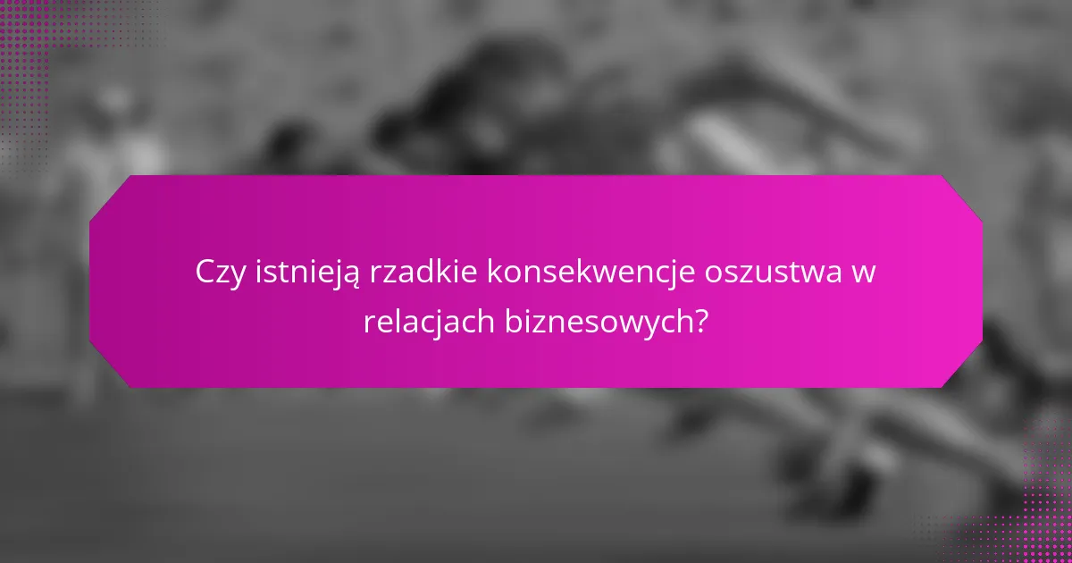 Czy istnieją rzadkie konsekwencje oszustwa w relacjach biznesowych?