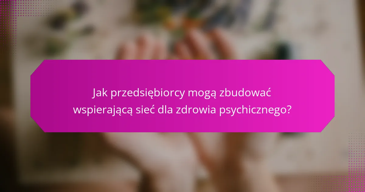 Jak przedsiębiorcy mogą zbudować wspierającą sieć dla zdrowia psychicznego?