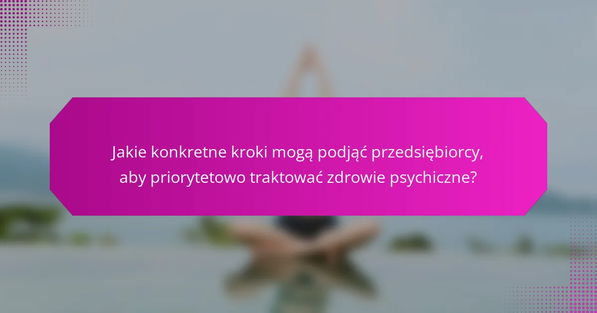 Jakie konkretne kroki mogą podjąć przedsiębiorcy, aby priorytetowo traktować zdrowie psychiczne?
