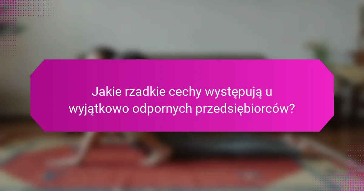 Jakie rzadkie cechy występują u wyjątkowo odpornych przedsiębiorców?