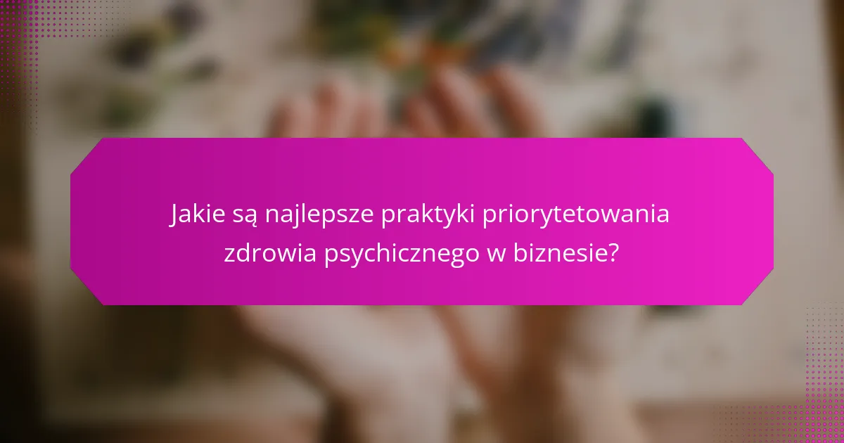 Jakie są najlepsze praktyki priorytetowania zdrowia psychicznego w biznesie?