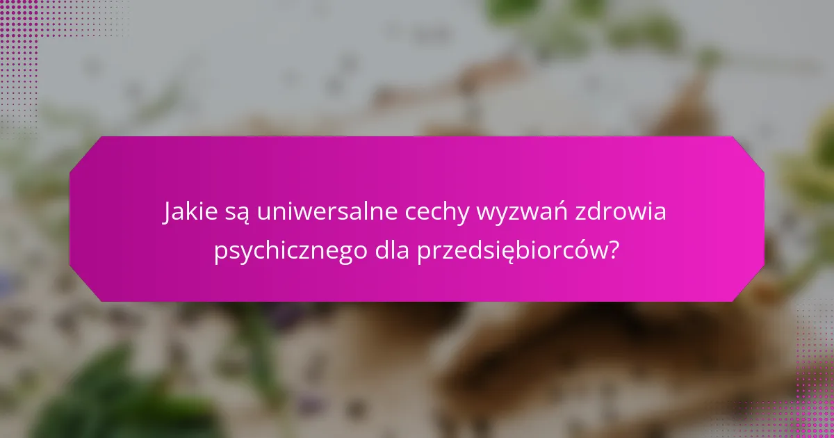 Jakie są uniwersalne cechy wyzwań zdrowia psychicznego dla przedsiębiorców?