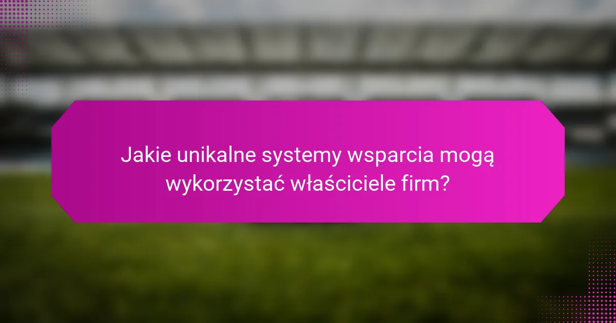 Jakie unikalne systemy wsparcia mogą wykorzystać właściciele firm?