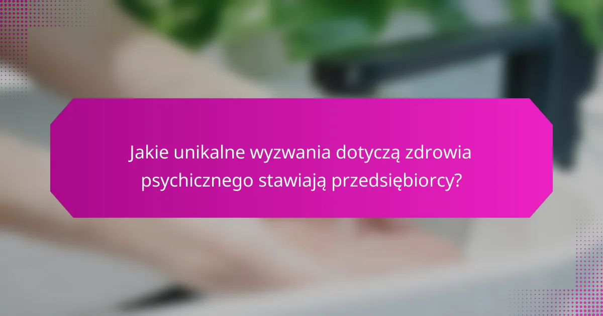 Jakie unikalne wyzwania dotyczą zdrowia psychicznego stawiają przedsiębiorcy?