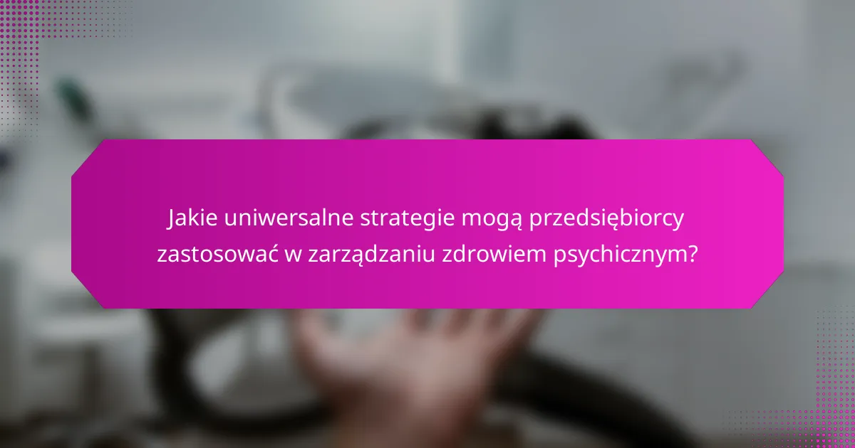 Jakie uniwersalne strategie mogą przedsiębiorcy zastosować w zarządzaniu zdrowiem psychicznym?