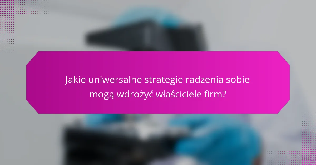 Jakie uniwersalne strategie radzenia sobie mogą wdrożyć właściciele firm?