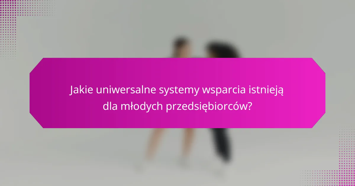 Jakie uniwersalne systemy wsparcia istnieją dla młodych przedsiębiorców?