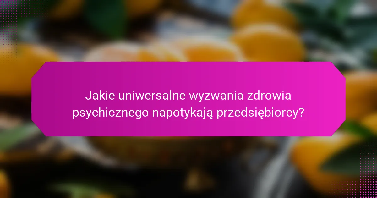Jakie uniwersalne wyzwania zdrowia psychicznego napotykają przedsiębiorcy?